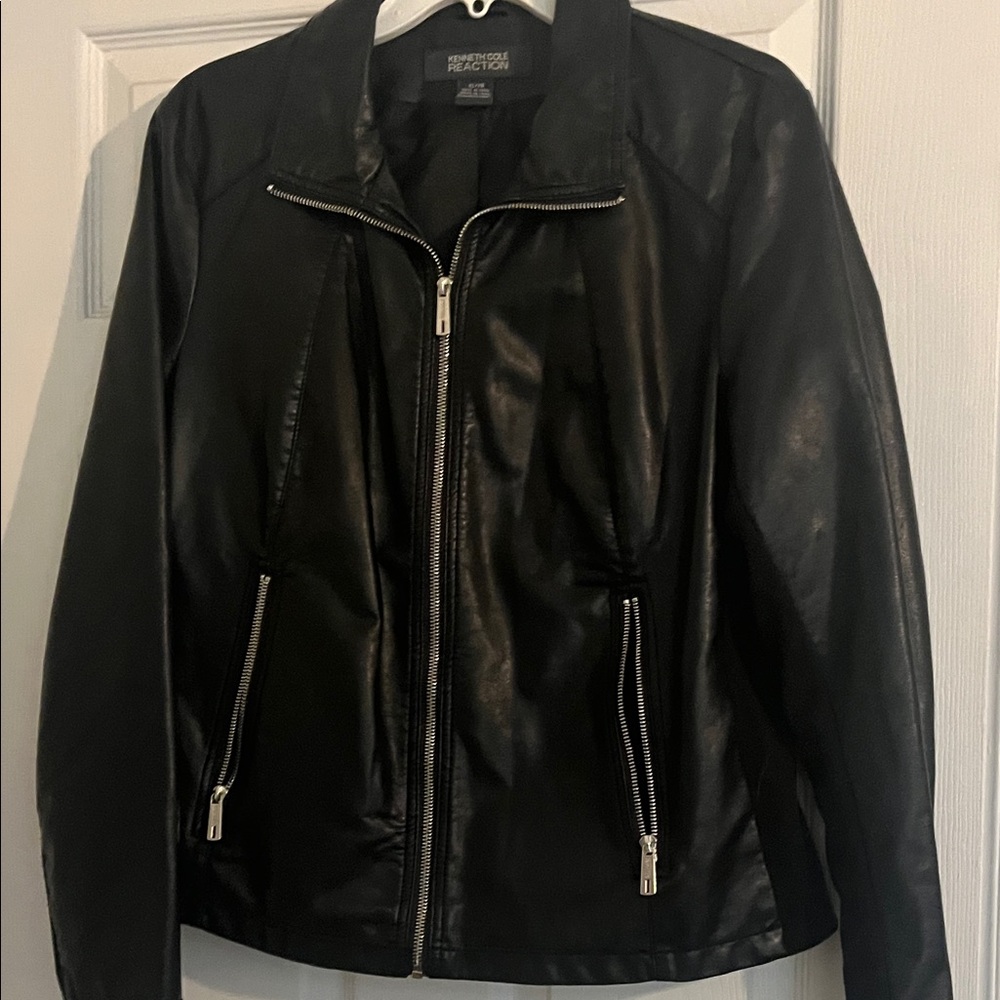 Kenneth Cole reaction Black Faux  Leather Jacket.